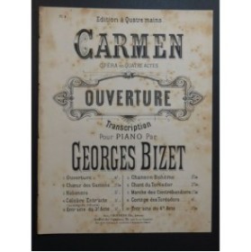 BIZET Georges Carmen Prélude Piano 4 mains ca1890