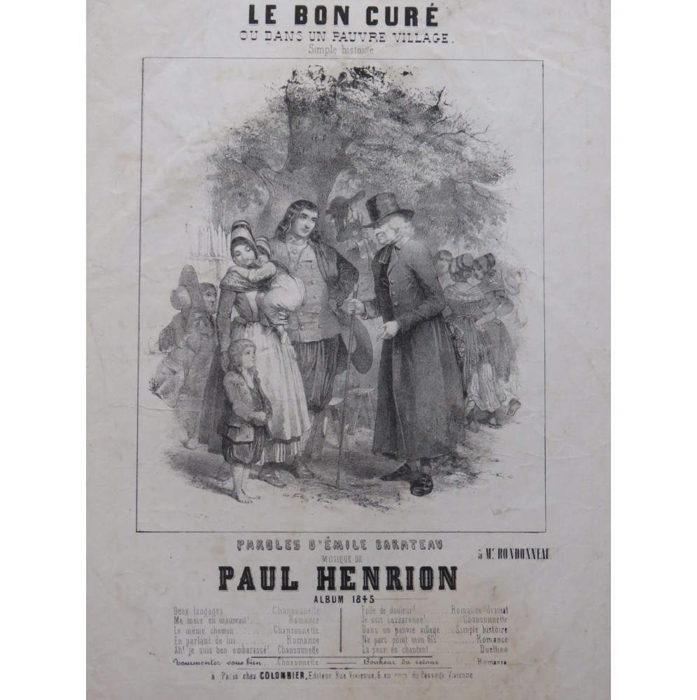 HENRION Paul Le bon curé Chant Piano 1845