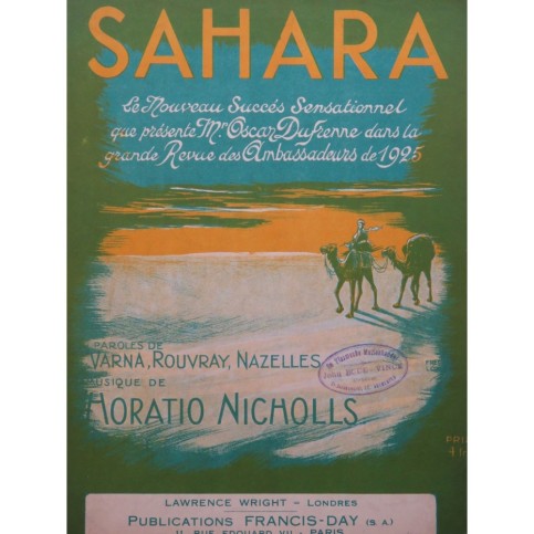 NICHOLLS Horatio Sahara Chant Piano 1925
