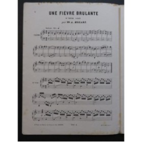 MOZART W. A. Une fièvre brulante Piano ca1860
