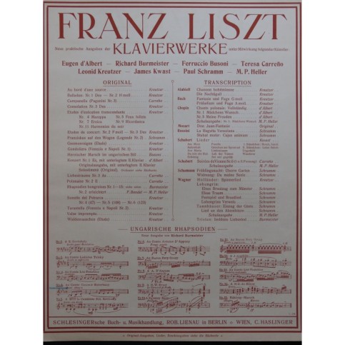 LISZT Franz Rhapsodie Hongroise No 4 Piano