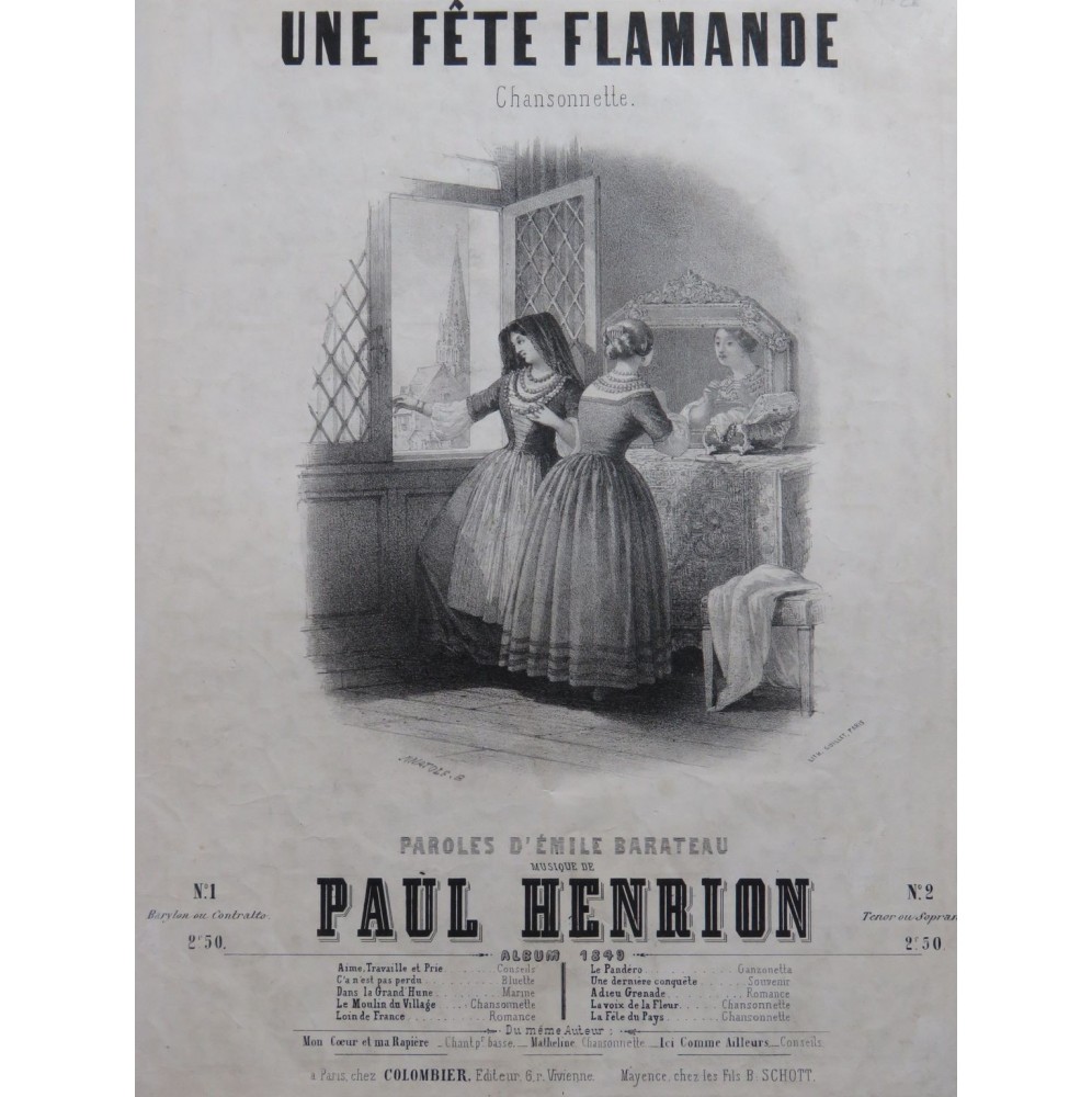 HENRION Paul Une fête flamande Chant Piano 1849