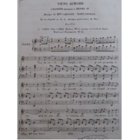 MARTAINVILLE Caroline Viens Aurore Chant Piano ca1830