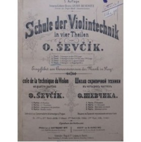 SEVCIK Otakar Ecole de la Technique du Violon 4ème Partie Violon ca1895