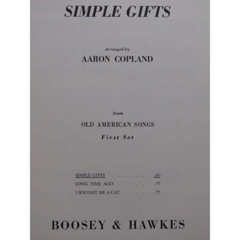 COPLAND Aaron Simple Gifts Chant Piano 1958