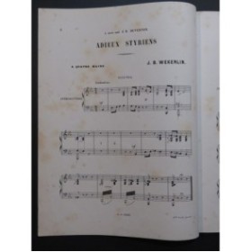WEKERLIN J. B. Adieux Styriens Piano 4 mains ca1875