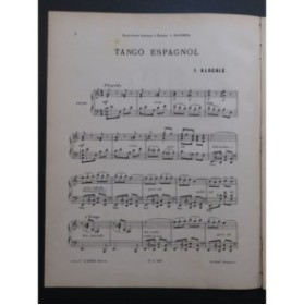 ALBÉNIZ Isaac Tango Espagnol Piano 1889