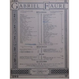 FAURÉ Gabriel Nell Chant Piano 1921