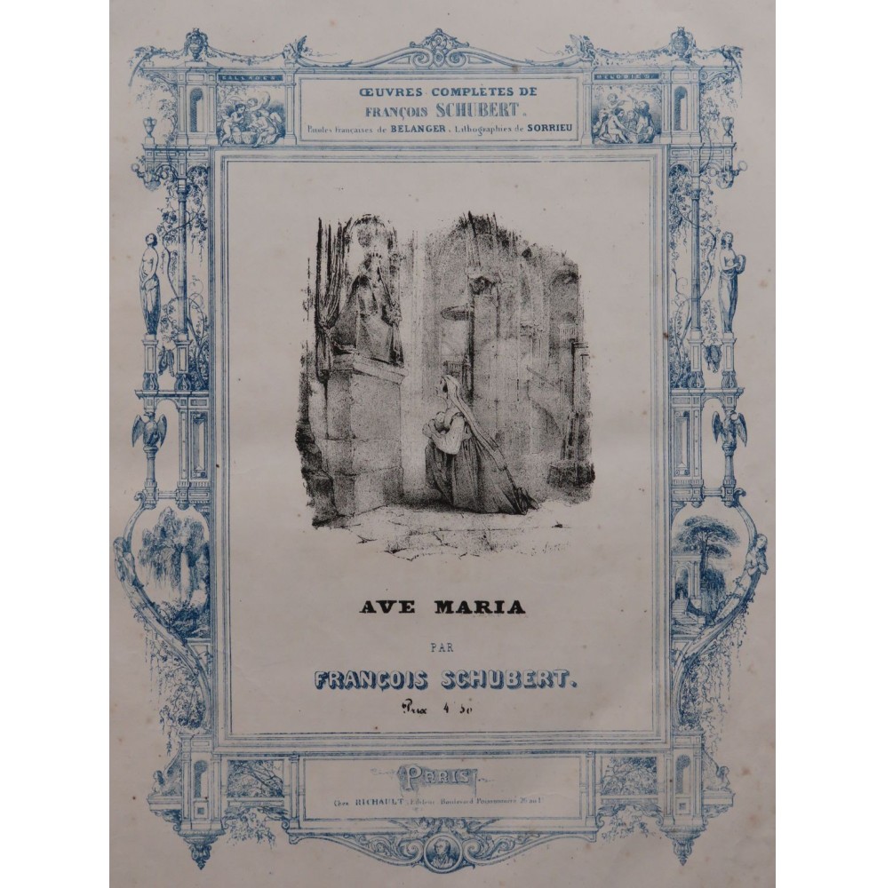 SCHUBERT Franz Ave Maria Piano Chant ca1835