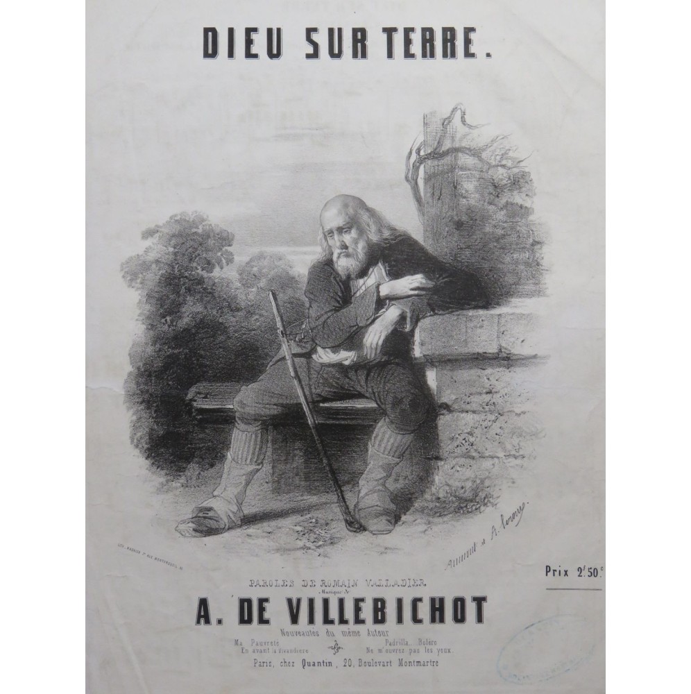 DE VILLEBICHOT Auguste Dieu sur terre Chant Piano ca1850