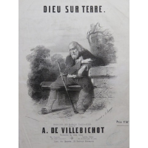 DE VILLEBICHOT Auguste Dieu sur terre Chant Piano ca1850
