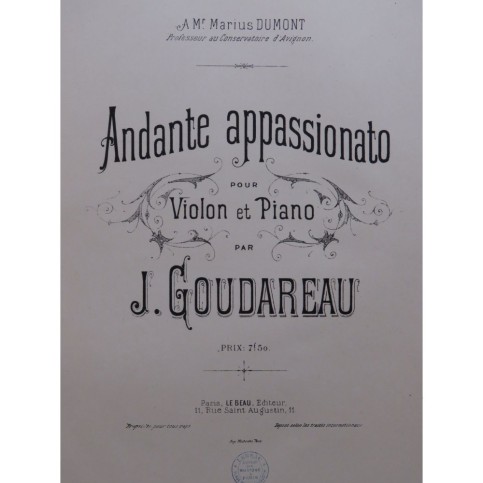 GOUDAREAU Jules Andante appassionato Violon Piano