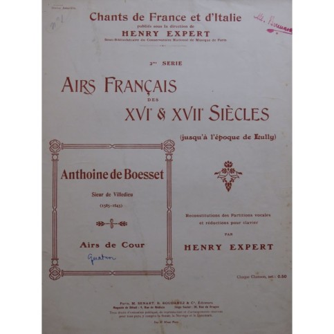 BOËSSET Antoine Divine Amarillis Chant Piano ou Orgue