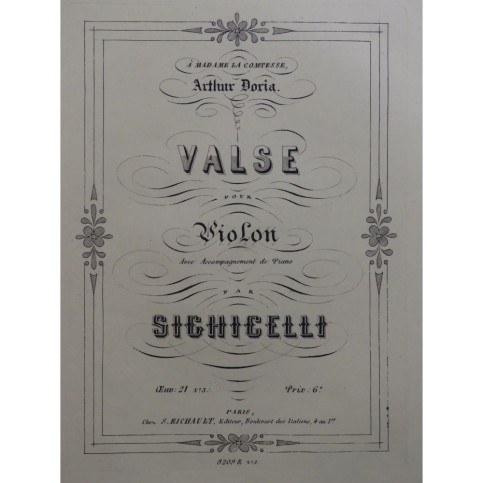 SIGHICELLI Vincenzo Valse Op 21 No 3 Violon Piano ca1860