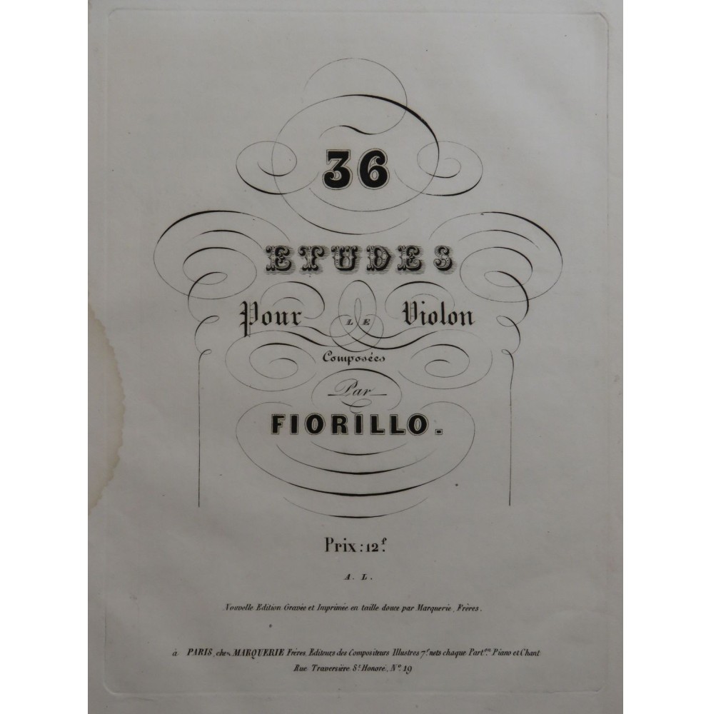FIORILLO Federigo 36 Etudes Violon ca1850