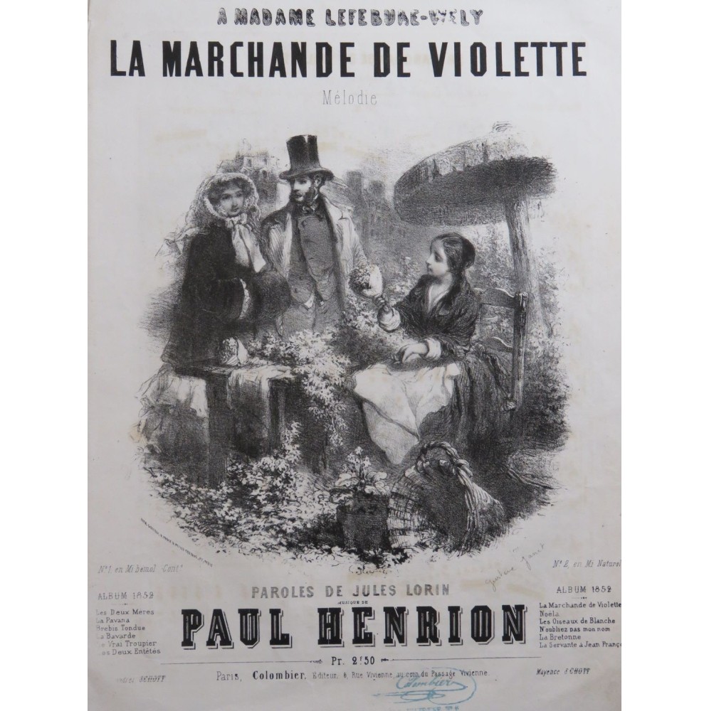 HENRION Paul La Marchande de Violette Chant Piano ca1850