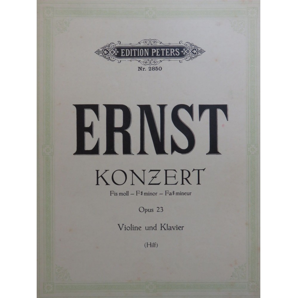 ERNST H. W. Concert op 23 Violon Piano