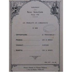 FRESCOBALDI RINCK HAENDEL Pièces Orgue 1932