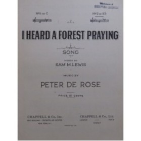 DE ROSE Peter I Heard A Forest Praying Chant Piano 1939