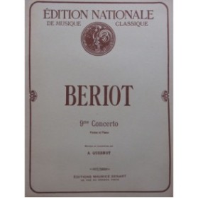 DE BERIOT Charles Concerto No 9 Violon Piano 1920