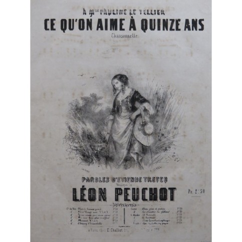 PEUCHOT Léon Ce qu'on aime à quinze ans Chant Piano ca1850