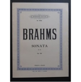 BRAHMS Johannes Sonata op 100 Violon Piano