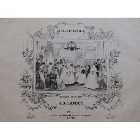 LACOUT Adolphe Le Bal à la Pension Piano ca1840