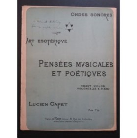 CAPET Lucien Pensées Musicales et Poétiques Dédicace Chant Piano 1896