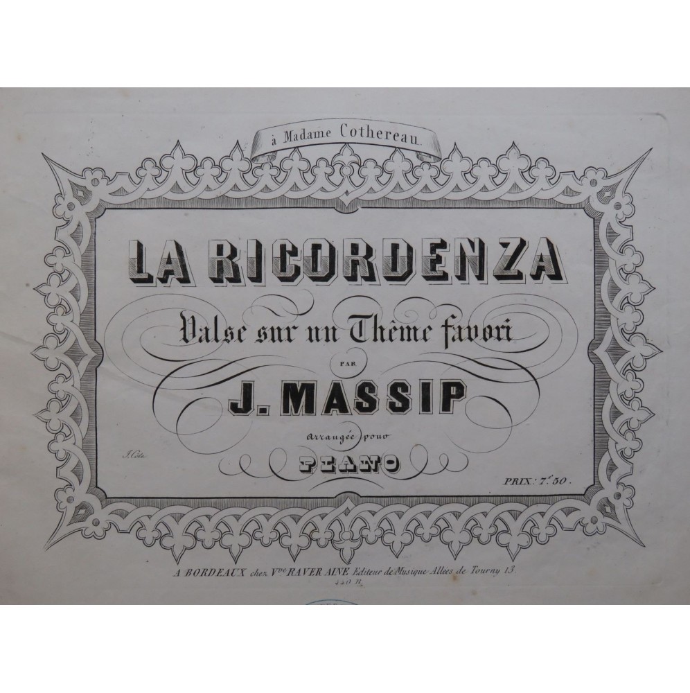 MASSIP Jules La Ricordenza Piano ca1870