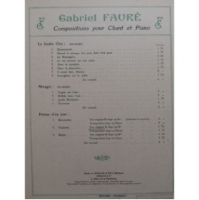 FAURÉ Gabriel Poème d'un jour Chant Piano 1905