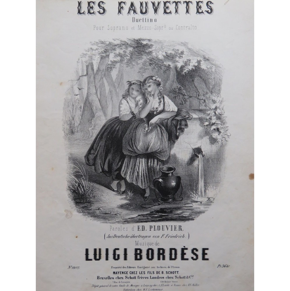BORDÈSE Luigi Les Fauvettes Chant Piano ca1850