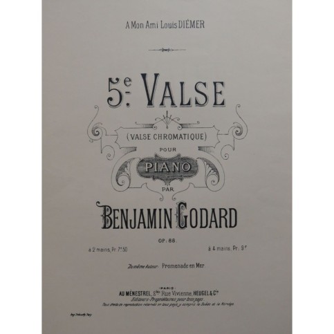 GODARD Benjamin Valse No 5 op 88 Piano 1898