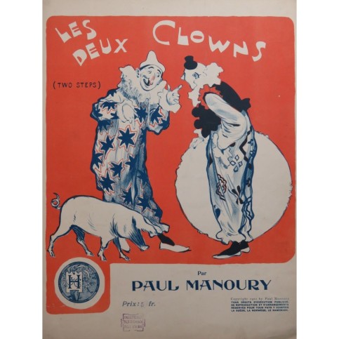 MANOURY Paul Les Deux Clowns Two Steps Dédicace Piano 1901