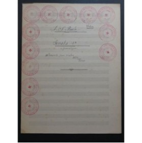 BACH J. S. Sonata No 1a Manuscrit Violon Alto Tenor
