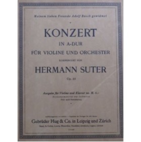 SUTER Hermann Konzert Concerto op 23 Violon Piano 1923