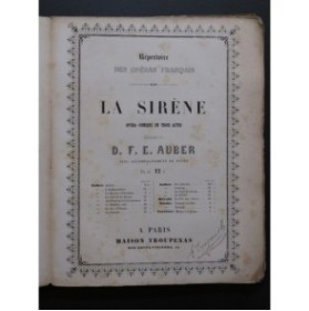 AUBER D. F. E. La Sirène Opéra Chant Piano 1844