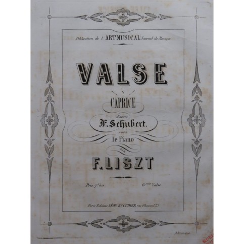 LISZT Franz Valse Caprice d'après F. Schubert Piano ca1855