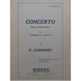 KARJINSKY Nicolas Concerto Violoncelle Piano 1932