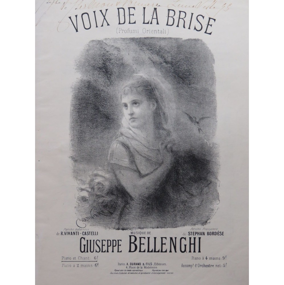 BELLENGHI Giuseppe Voix de la brise Chant Piano ca1887