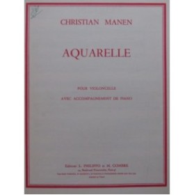 MANEN Christian Aquarelle Violoncelle Piano 1968