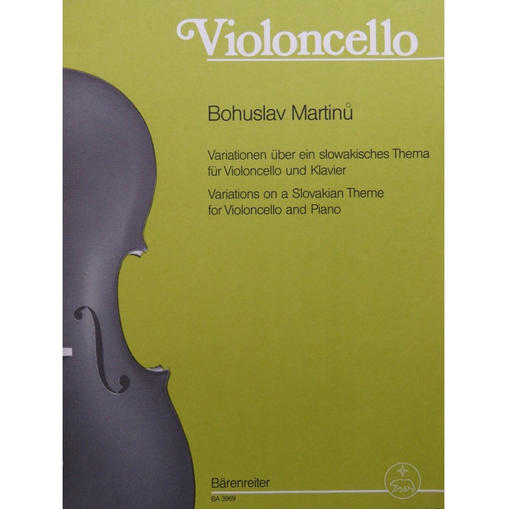 MARTINU Bohuslav Variations on a Slovakian Theme Violoncelle Piano 1960