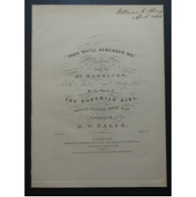 BALFE M. W. Then You'll Remember Me Chant Piano ca1844