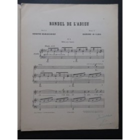 DE LARA Isidore Rondel de l'Adieu Chant Piano ca1895