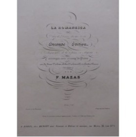 MAZAS F. La Romanesca Air de Danse Violon Piano ca1850