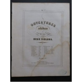 WEBER Robin des Bois Ouverture pour 2 Violons ca1840