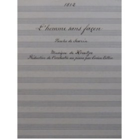 KREUTZER L'Homme sans façon Manuscrit Chant Piano 1917