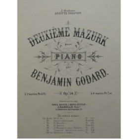 GODARD Benjamin Mazurk No 2 op 54 Piano ca1880