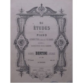 BERTINI Henri 25 Etudes op 29 2e Cahier Piano ca1860