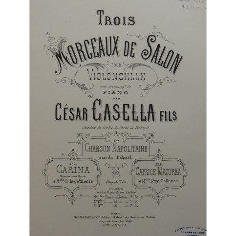 CASELLA César Caprice Mazurka Violon Piano ca1882