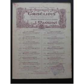 MASSENET Jules Grisélidis Opéra No 10 Chant Piano 1901